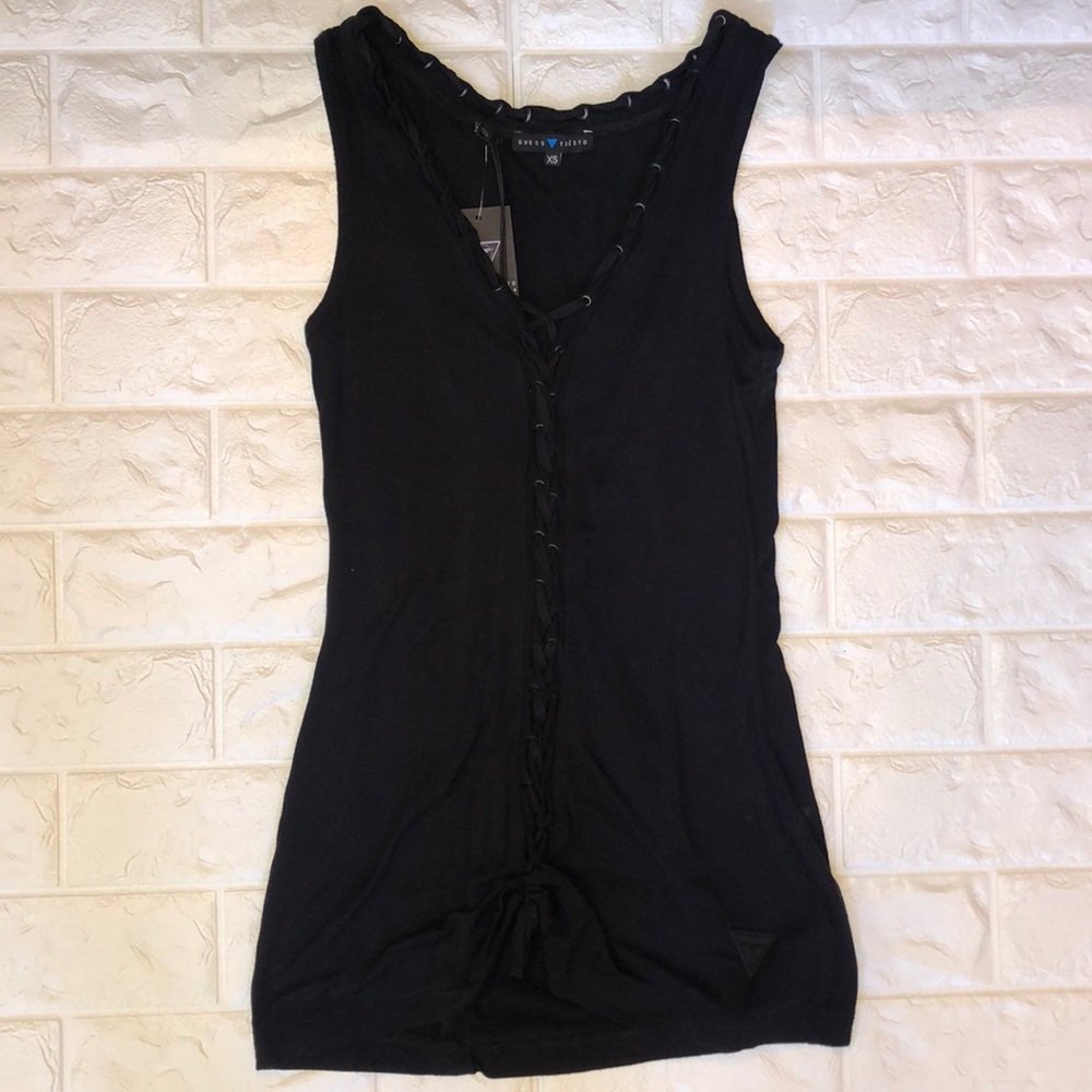 Guess Tiesto black string tie up the front size XS